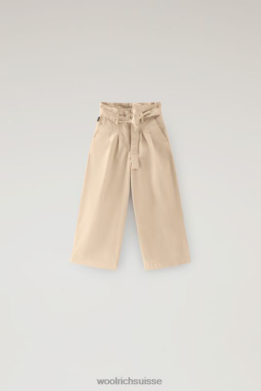 pantalon taille haute g en popeline pur coton plage de sable vêtements filles Woolrich 2FX2J893