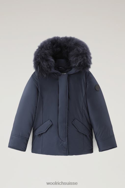 parka arctique courte g avec fourrure en cachemire bleu melton vêtements filles Woolrich 2FX2J924