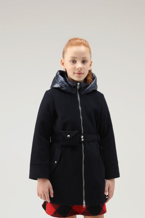 parka en laine mélangée g avec matelassage au dos bleu melton vêtements filles Woolrich 2FX2J926
