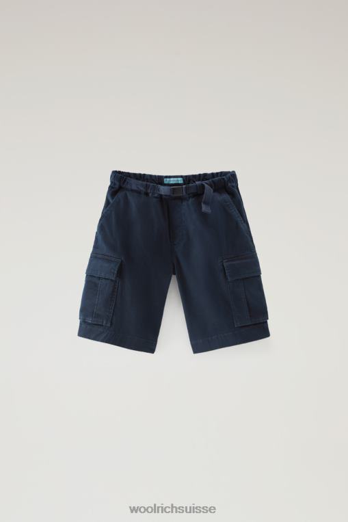 short cargo b teint en pièce en coton stretch bleu melton vêtements garçons Woolrich 2FX2J868