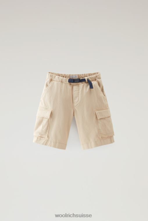 short cargo b teint en pièce en coton stretch plage de sable vêtements garçons Woolrich 2FX2J882