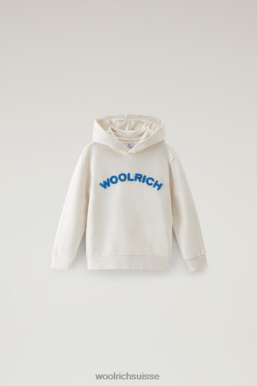 b sweat à capuche universitaire en pur coton crème lactée vêtements garçons Woolrich 2FX2J914