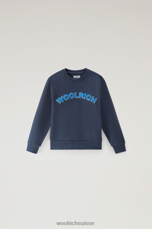 b varsity ras du cou en pur coton bleu melton vêtements garçons Woolrich 2FX2J869