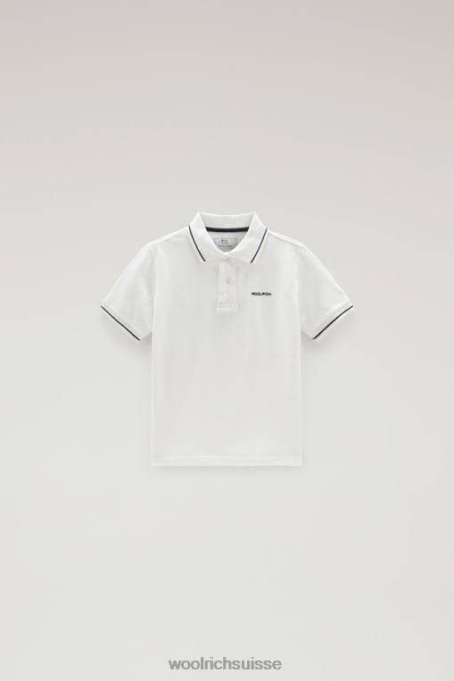 polo b monterey en piqué de coton stretch blanc arctique vêtements garçons Woolrich 2FX2J907