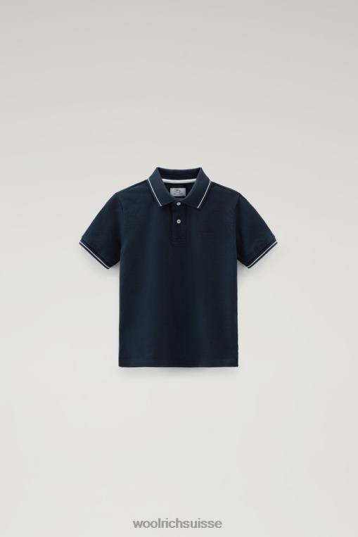 polo b monterey en piqué de coton stretch bleu melton vêtements garçons Woolrich 2FX2J901