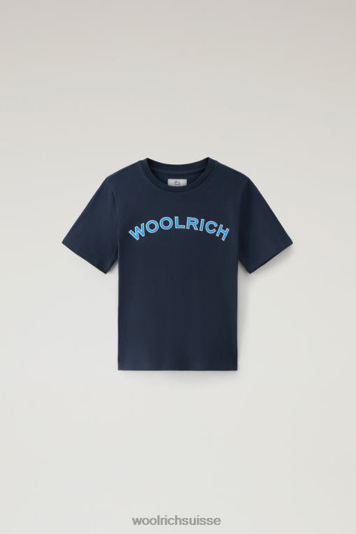 t-shirt à logo b varsity en pur coton bleu melton vêtements garçons Woolrich 2FX2J881