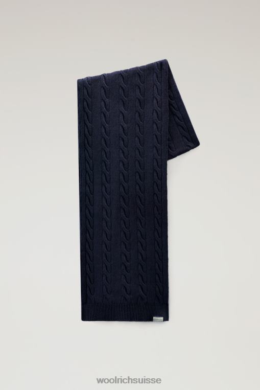 écharpe en maille torsadée teinte en pièce bleu foncé accessoires femmes Woolrich 2FX2J270