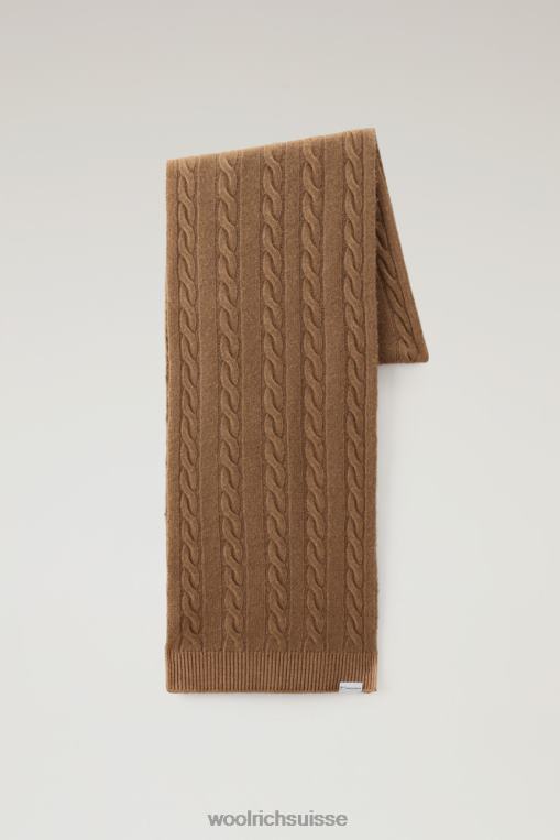 écharpe en maille torsadée teinte en pièce chameau foncé accessoires femmes Woolrich 2FX2J275