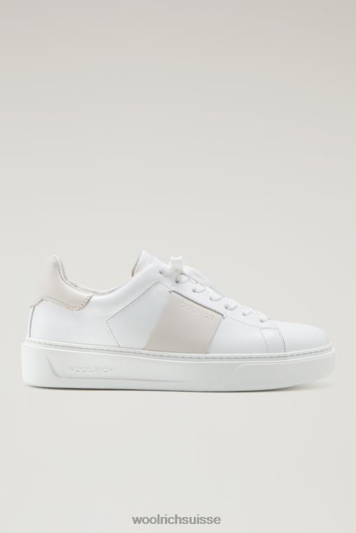 baskets classiques en cuir de veau souple avec détails contrastés crème blanche chaussure femmes Woolrich 2FX2J176