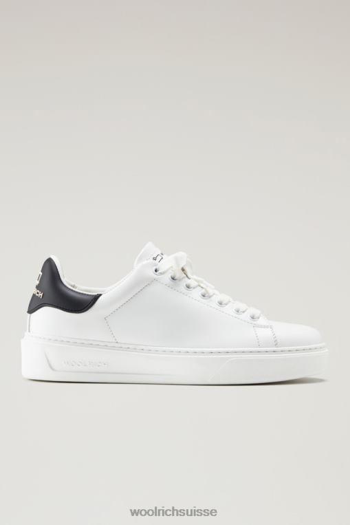 baskets classiques en cuir de veau souple avec patch arrière contrasté blanc noir chaussure femmes Woolrich 2FX2J50