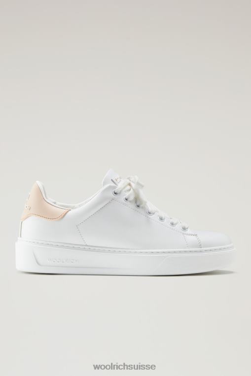 baskets classiques en cuir de veau souple avec patch arrière contrasté pêche blanche chaussure femmes Woolrich 2FX2J181