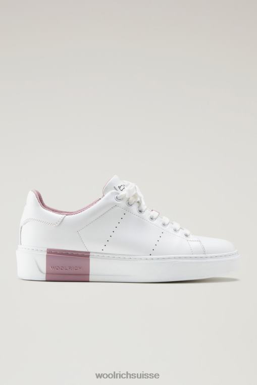 baskets classiques en cuir souple avec doublure contrastée rose blanche chaussure femmes Woolrich 2FX2J201