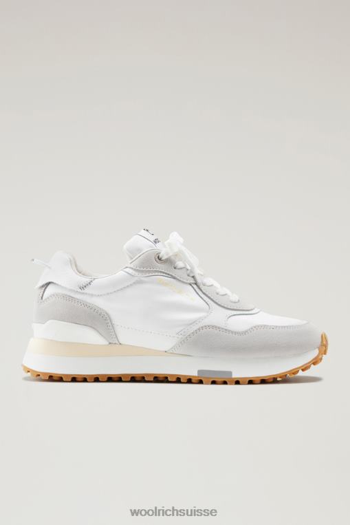 baskets rétro en cuir avec détails en nylon blanc Blanc chaussure femmes Woolrich 2FX2J182
