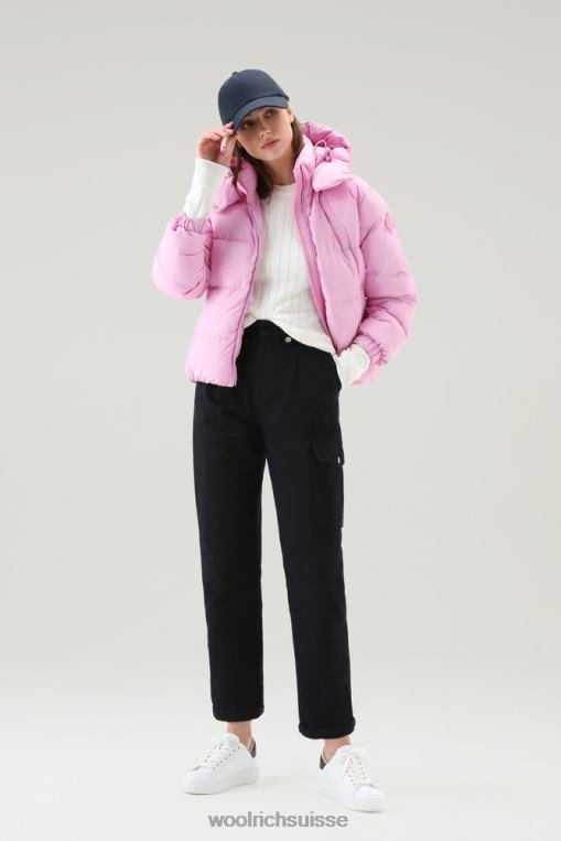 doudoune matelassée en nylon éco taslan avec capuche amovible rose fumée vêtements femmes Woolrich 2FX2J112
