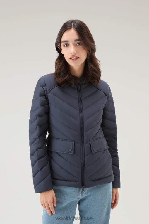 veste courte matelassée avec matelassage à chevrons bleu melton vêtements femmes Woolrich 2FX2J11