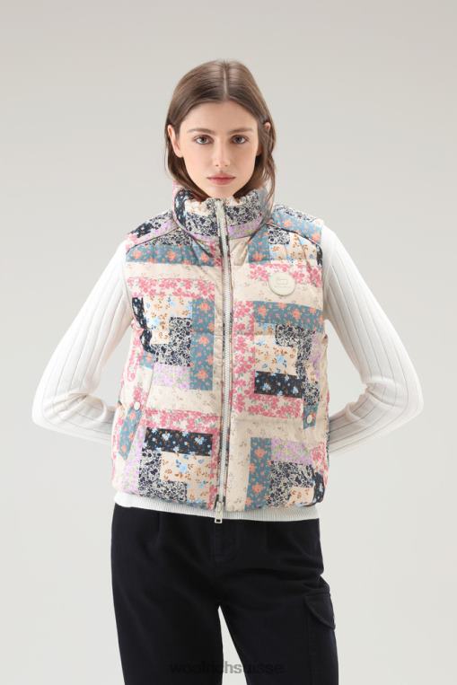gilet matelassé pennsylvania à imprimé patchwork patchwork crème vêtements femmes Woolrich 2FX2J124