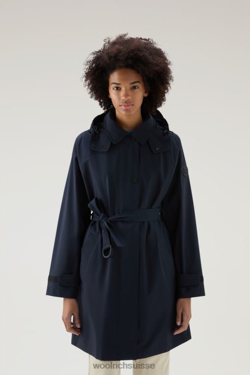 fayette trench léger avec capuche amovible bleu melton vêtements femmes Woolrich 2FX2J27