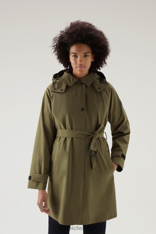 fayette trench léger avec capuche amovible vert foncé vêtements femmes Woolrich 2FX2J203