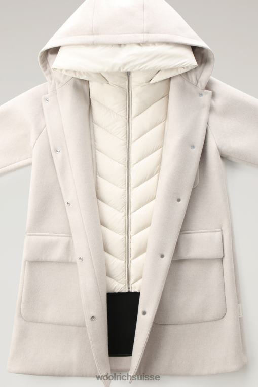 manteau 2 en 1 sideline en laine manteco crème lactée vêtements femmes Woolrich 2FX2J301