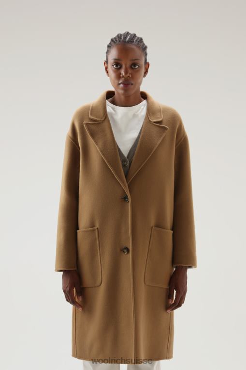 manteau en double laine vierge Manteco chameau foncé vêtements femmes Woolrich 2FX2J307
