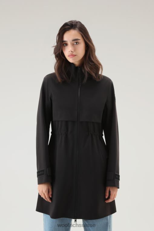 manteau pequea en nylon stretch noir vêtements femmes Woolrich 2FX2J72