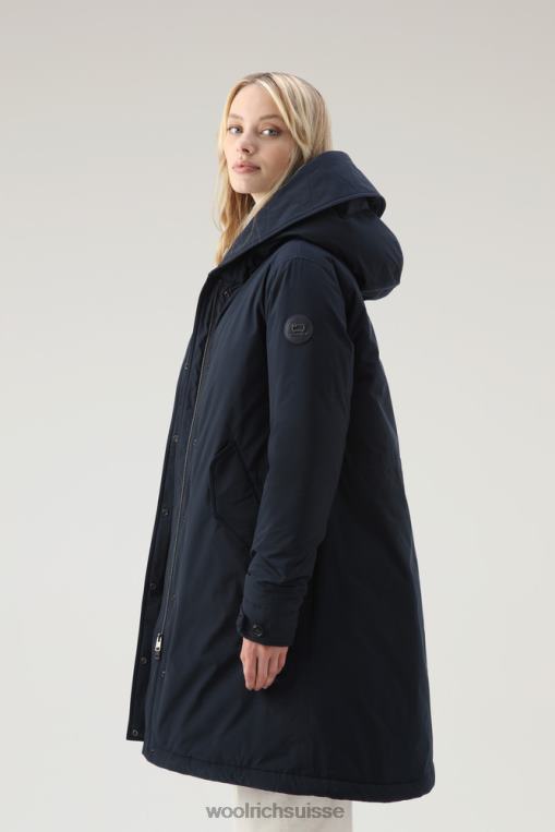 Parka longue Keystone au toucher urbain avec fourrure en cachemire bleu melton vêtements femmes Woolrich 2FX2J295
