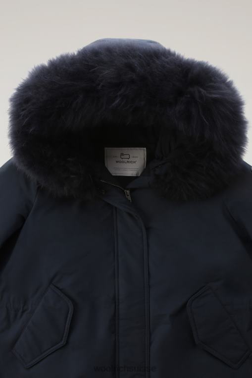 Parka longue Keystone au toucher urbain avec fourrure en cachemire bleu melton vêtements femmes Woolrich 2FX2J295
