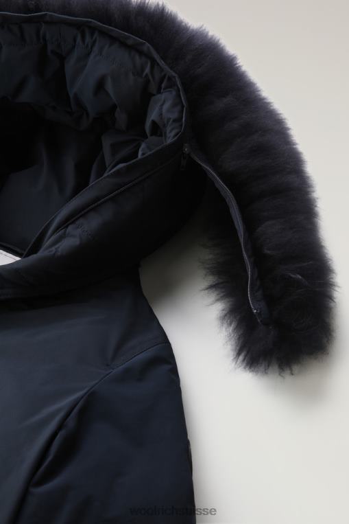 Parka longue Keystone au toucher urbain avec fourrure en cachemire bleu melton vêtements femmes Woolrich 2FX2J295
