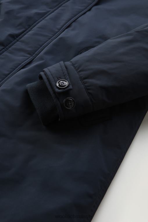Parka longue Keystone au toucher urbain avec fourrure en cachemire bleu melton vêtements femmes Woolrich 2FX2J295