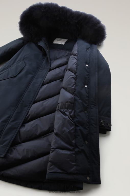 Parka longue Keystone au toucher urbain avec fourrure en cachemire bleu melton vêtements femmes Woolrich 2FX2J295