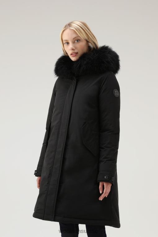 Parka longue Keystone au toucher urbain avec fourrure en cachemire noir vêtements femmes Woolrich 2FX2J221