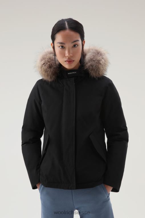 parka arctique courte en tissu ramar avec fourrure amovible noir vêtements femmes Woolrich 2FX2J369