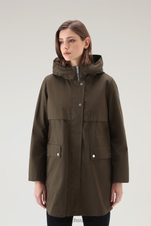 parka d'été havice en pur coton vert foncé vêtements femmes Woolrich 2FX2J58