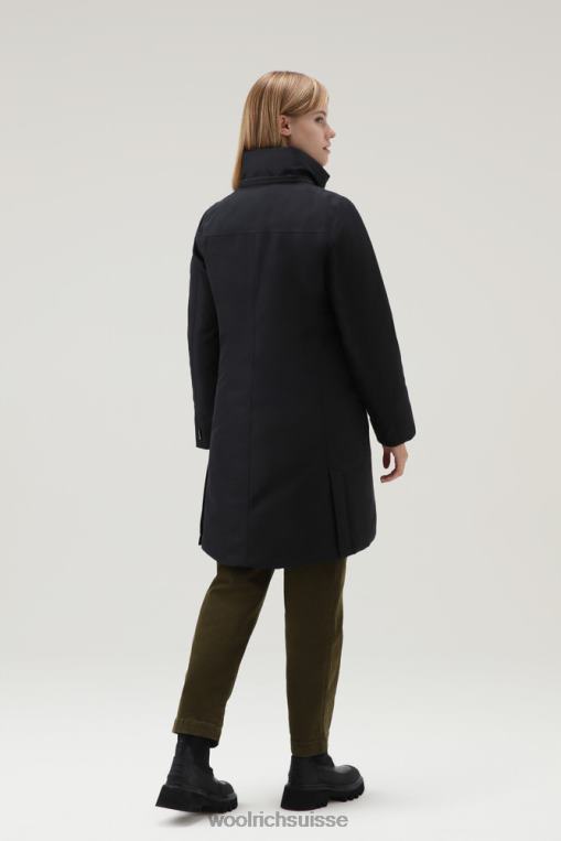 parka imperméable Adirondack en gore-tex avec capuche amovible et bordure en fourrure hors noir vêtements femmes Woolrich 2FX2J302