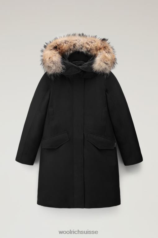 parka imperméable Adirondack en gore-tex avec capuche amovible et bordure en fourrure hors noir vêtements femmes Woolrich 2FX2J302