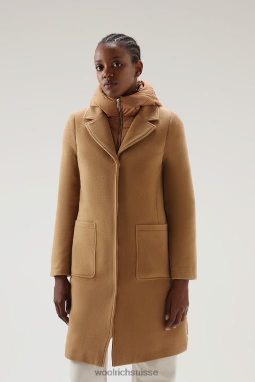 parka kuna en mélange de laine et cachemire chameau foncé vêtements femmes Woolrich 2FX2J251