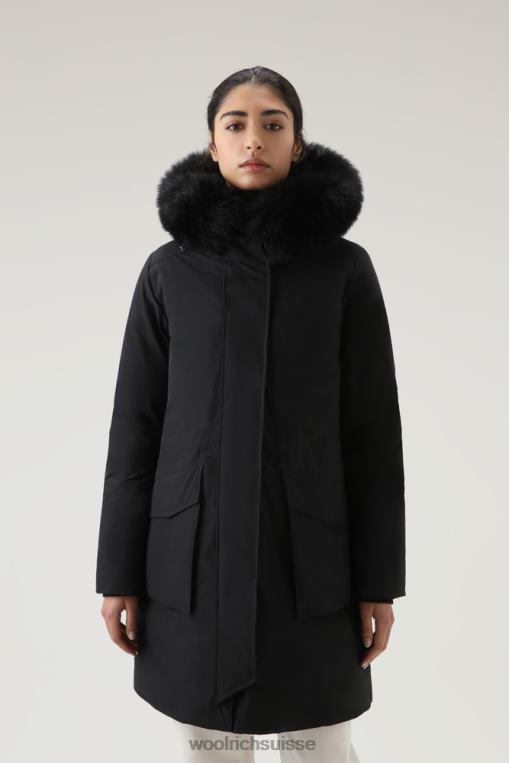 parka militaire en tissu au toucher urbain avec doublure en fourrure noir vêtements femmes Woolrich 2FX2J290