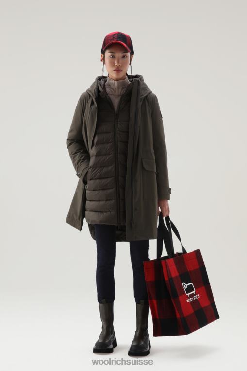 parka militaire longue 3 en 1 vert foncé vêtements femmes Woolrich 2FX2J297