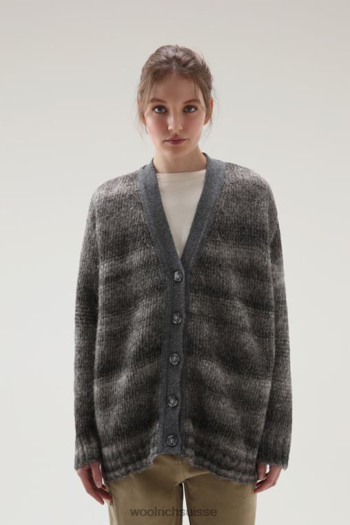cardigan dégradé en laine d'alpaga et coton mélangés mélange de charbon de bois vêtements femmes Woolrich 2FX2J231