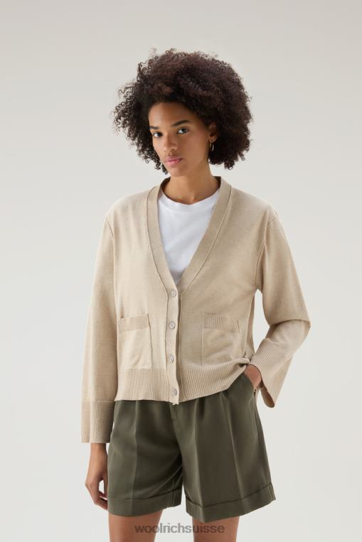 cardigan en mélange de coton et cachemire beige mélangé vêtements femmes Woolrich 2FX2J113