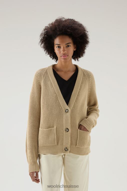 cardigan en pur bio avec finition teinture naturelle en pièce crème lactée vêtements femmes Woolrich 2FX2J93