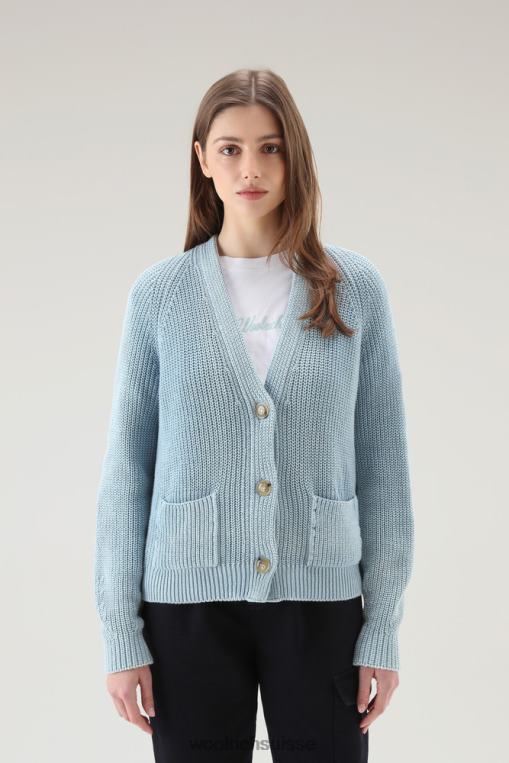 cardigan en pur bio avec finition teinture naturelle en pièce indigo pâle vêtements femmes Woolrich 2FX2J86