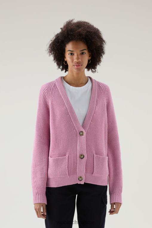 cardigan en pur bio avec finition teinture naturelle en pièce rose fumée vêtements femmes Woolrich 2FX2J125