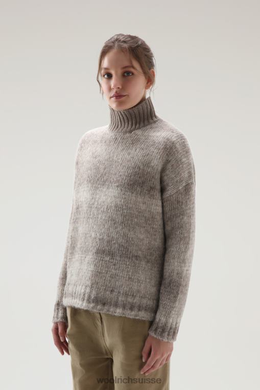 col roulé dégradé en laine d'alpaga et coton mélangés kaki doré vêtements femmes Woolrich 2FX2J274