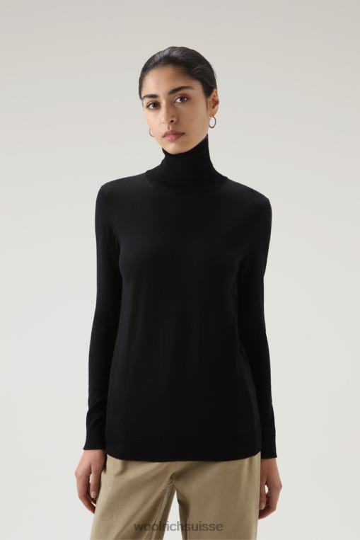 col roulé en laine vierge mérinos noir vêtements femmes Woolrich 2FX2J219