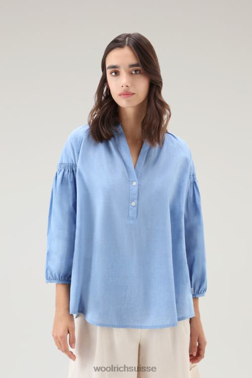 blouse en chambray pur coton indigo pâle vêtements femmes Woolrich 2FX2J17