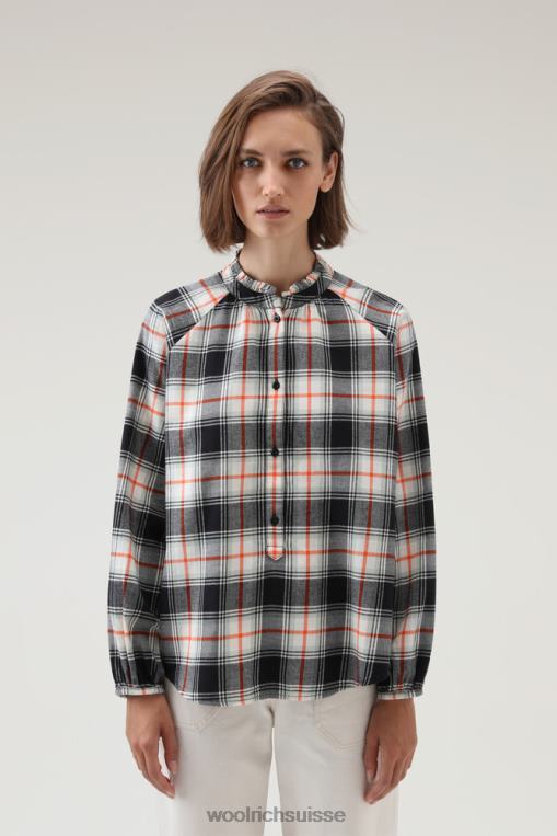 blouse légère à carreaux en flanelle carreaux noir flamme vêtements femmes Woolrich 2FX2J229
