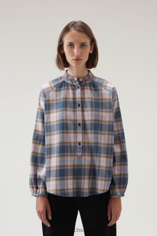 blouse légère à carreaux en flanelle chèque bleu rose vêtements femmes Woolrich 2FX2J233