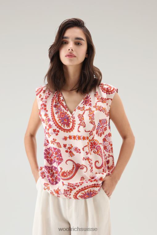 blouse sans manches en popeline pur coton cachemire écarlate marin vêtements femmes Woolrich 2FX2J85