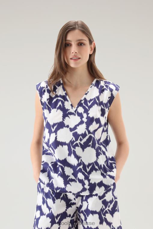 blouse sans manches en popeline pur coton fleur bleue de Melton vêtements femmes Woolrich 2FX2J101
